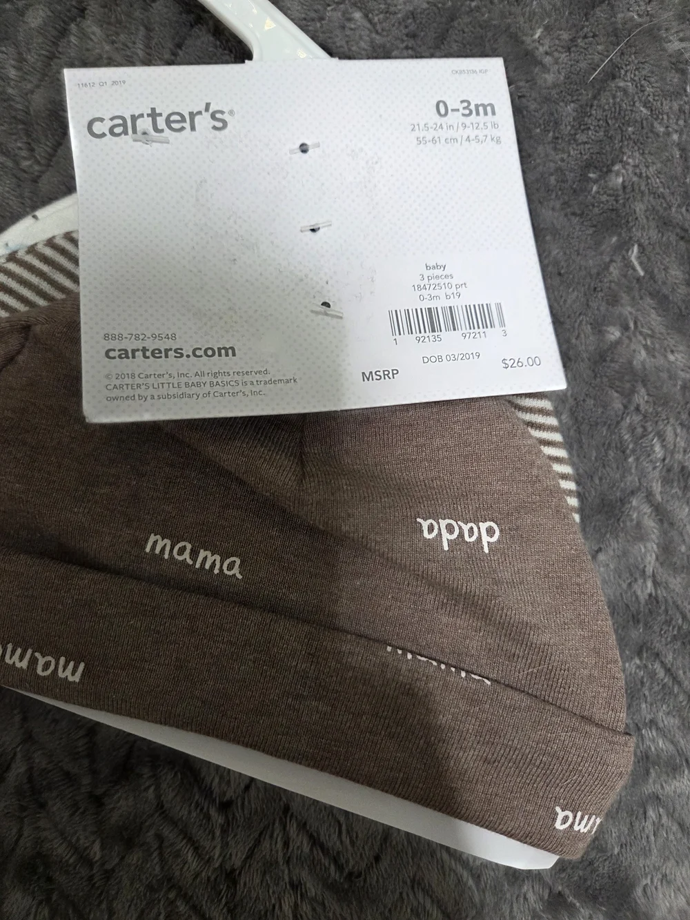 Carter's 3 Piece Hat Set